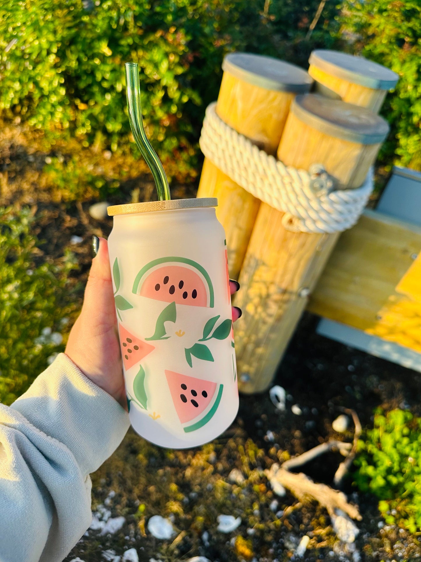 Summer Watermelon Printed Glassware -Dishwasher Safe