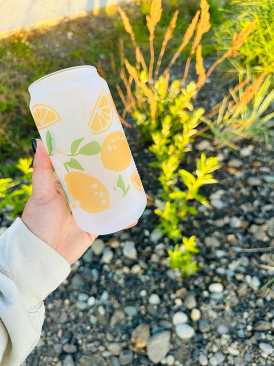 Summer Lemons Printed Glassware - Dishwasher Safe