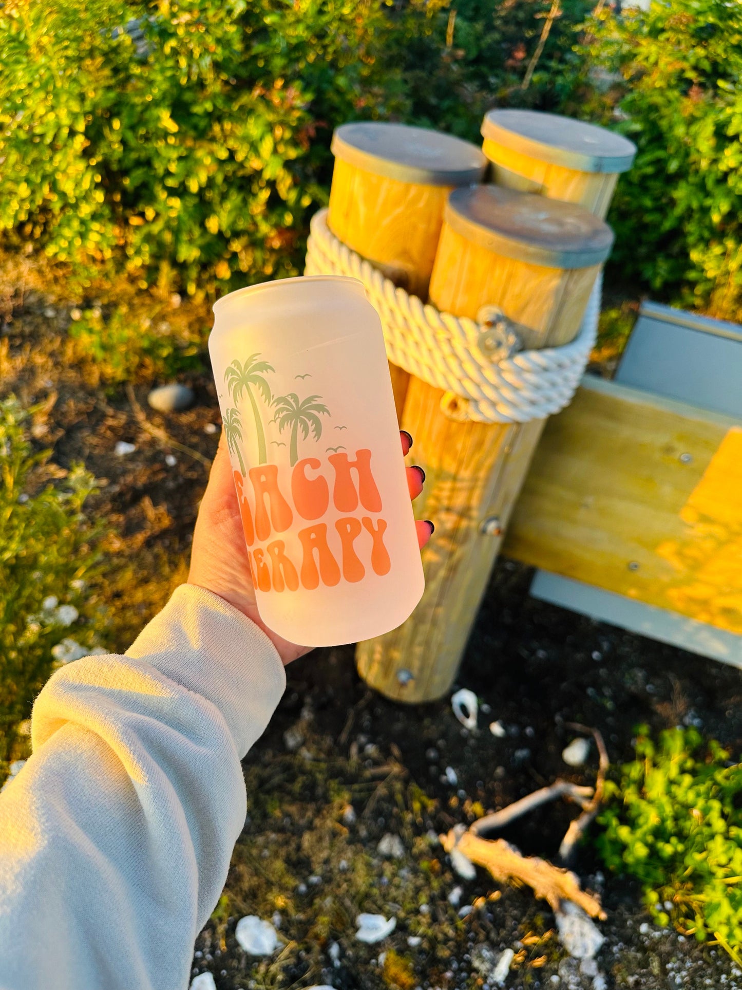Beach Therapy Printed Glassware - Dishwasher Safe