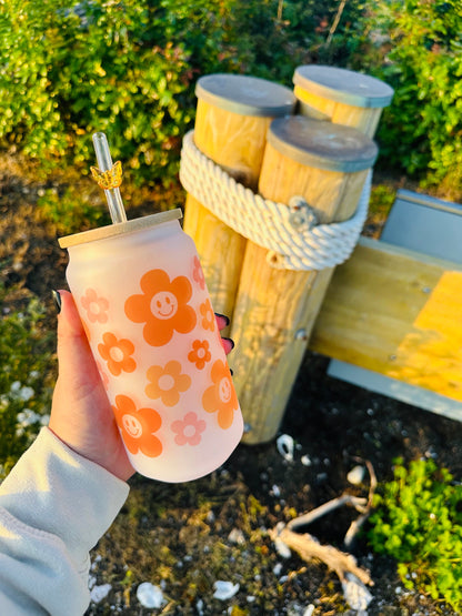 Boho Daisy Summer Printed Glassware- Dishwasher Safe