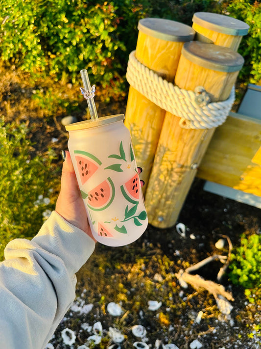 Summer Watermelon Printed Glassware -Dishwasher Safe