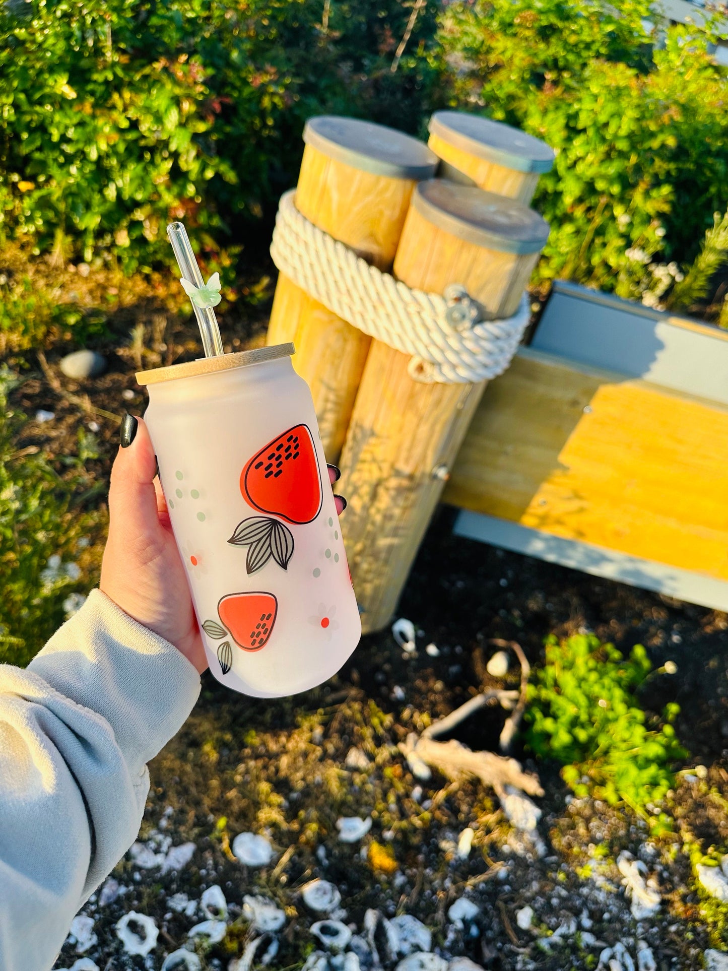 Strawberry Summer Printed Glassware - Dishwasher Safe