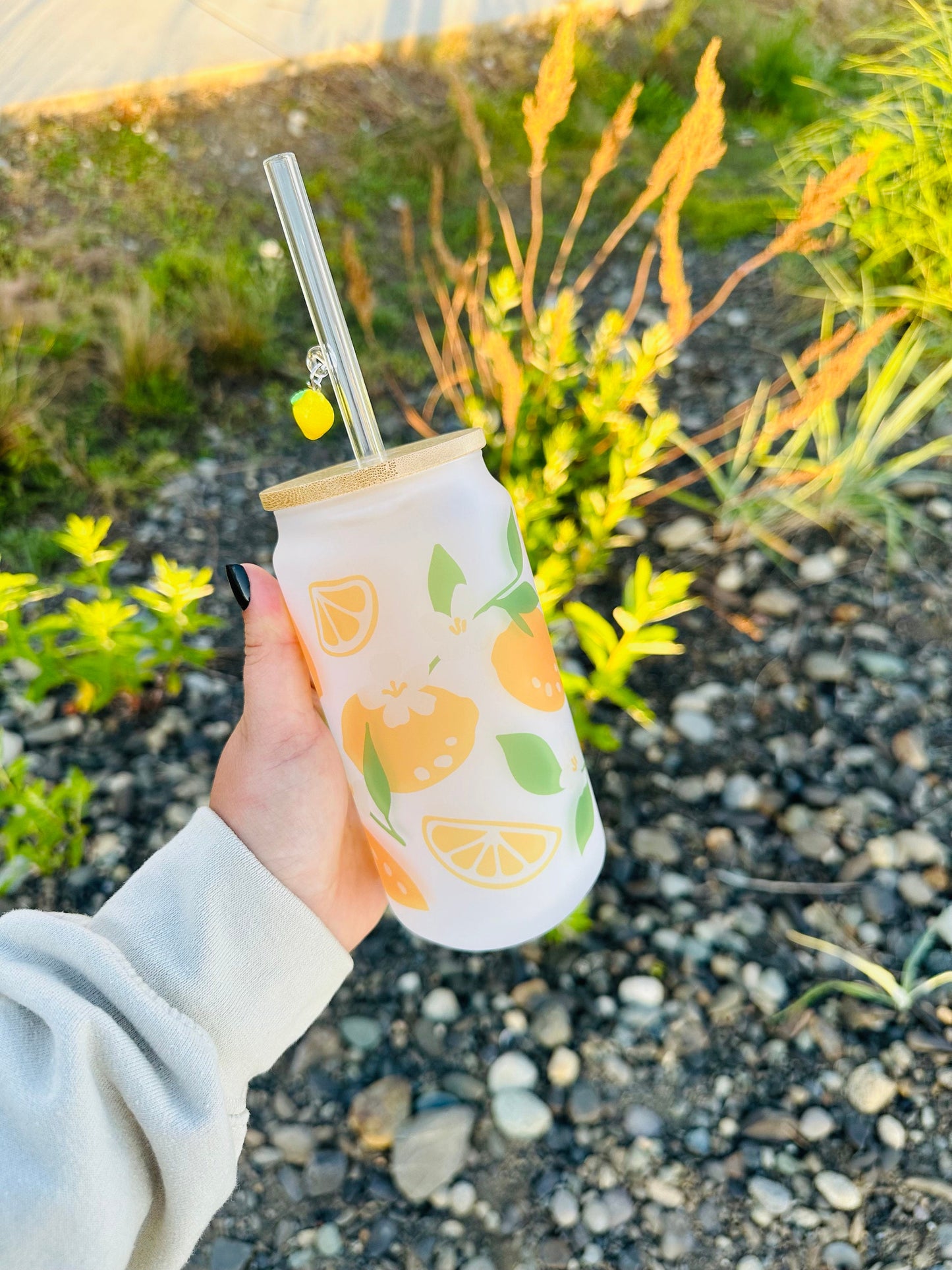Summer Lemons Printed Glassware - Dishwasher Safe