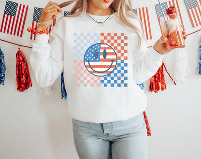 Retro Patriotic Graphic Crew - DTF Printed