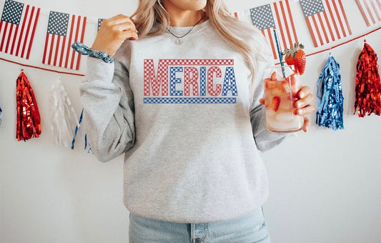 Merica' Bold Graphic Crew - DTF Printed
