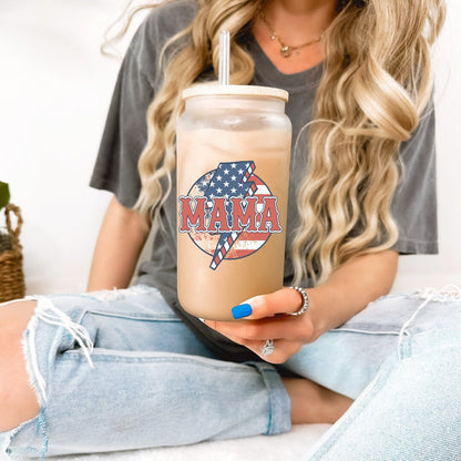 Patriotic Frosted Glasses - Printed Design - Dishwasher Safe