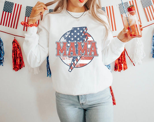 Mama Patriotic Full Graphic Crew - DTF Printed