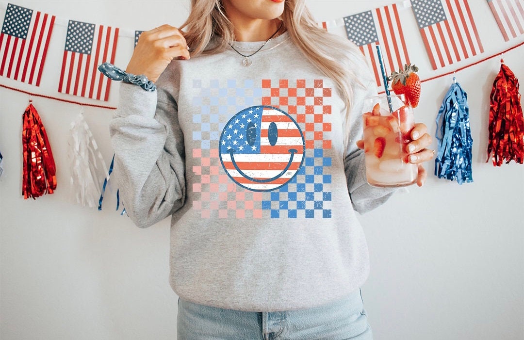Retro Patriotic Graphic Crew - DTF Printed