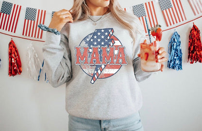 Mama Patriotic Full Graphic Crew - DTF Printed