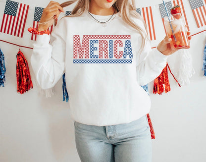 Merica' Bold Graphic Crew - DTF Printed