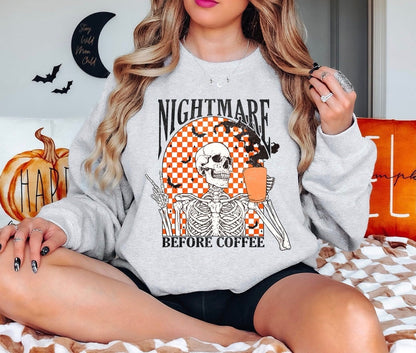 Nightmare Before Coffee Crew - DTF Printed