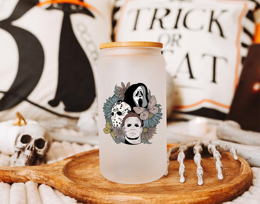 Floral Spooks -  Printed Libby Glass - Dishwasher Safe