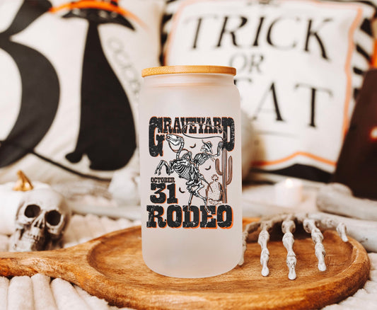 Graveyard- Printed Libby Glass - Dishwasher Safe
