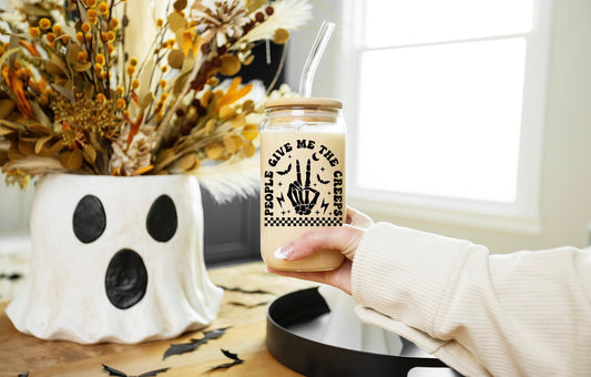 People Give ME the Creeps -  Printed Libby Glass - Dishwasher Safe