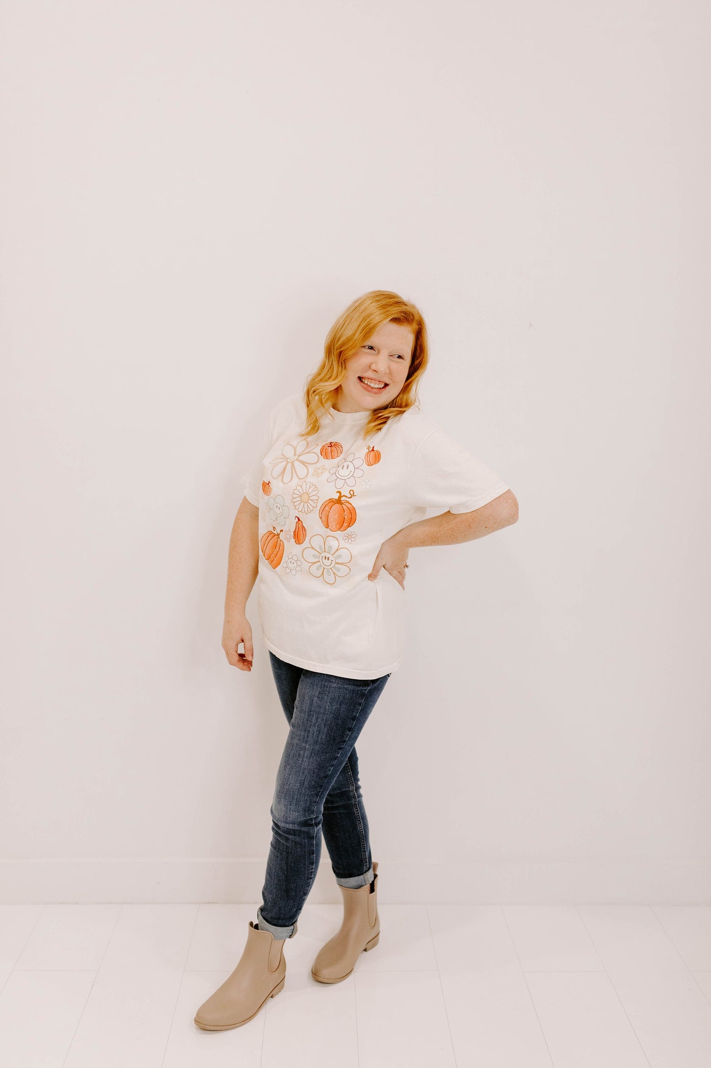 Pumpkin Daisy Tee / DTF Printed