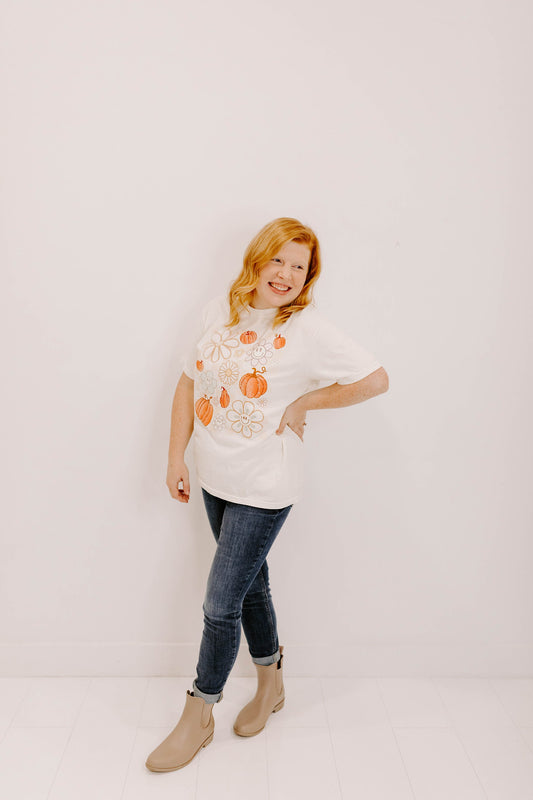 Pumpkin Daisy Tee / DTF Printed