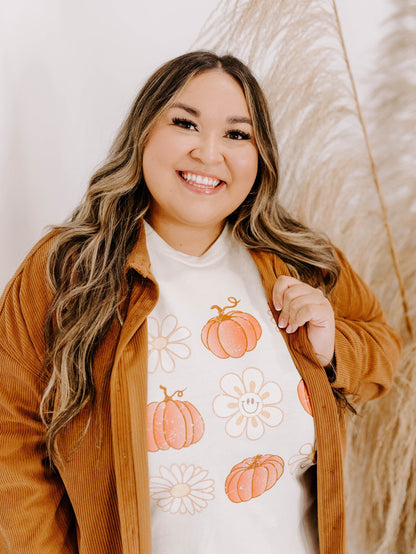 Boho Daisy Pumpkin  / DTF Printed
