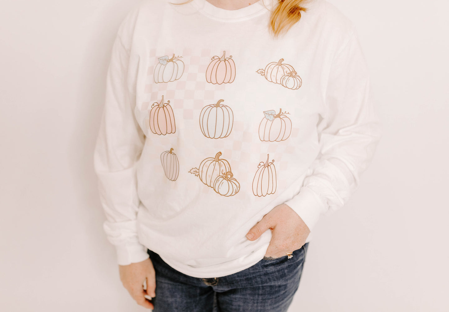 Checkered Boho Pumpkins / DTF Printed