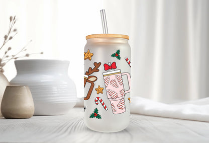 Cups of Cheer Frosted Glass - Dishwasher Safe