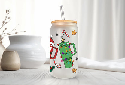 Cups of Cheer Frosted Glass - Dishwasher Safe