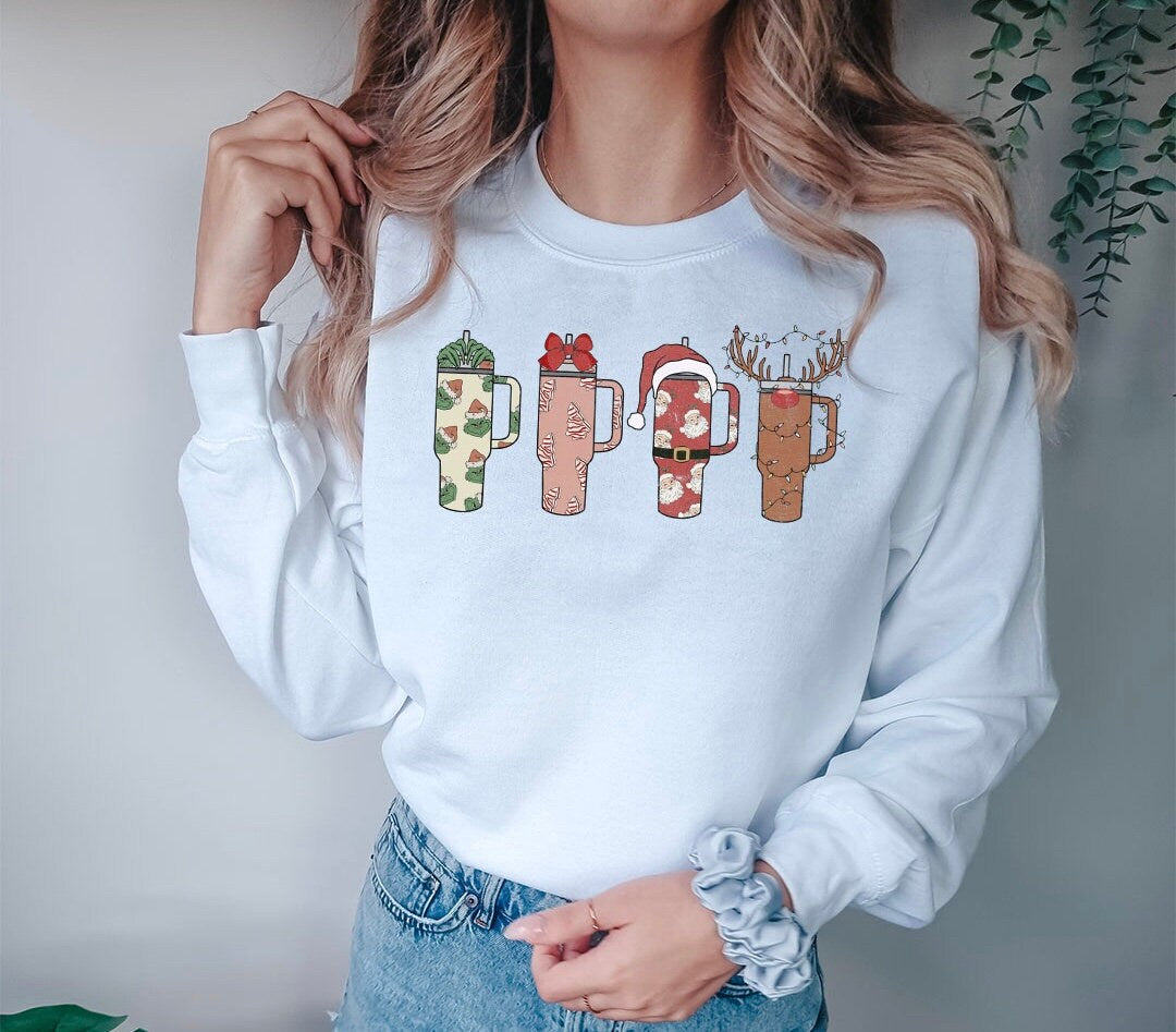 Cups of Cheer .... Graphic Crew Neck - DTF Printed