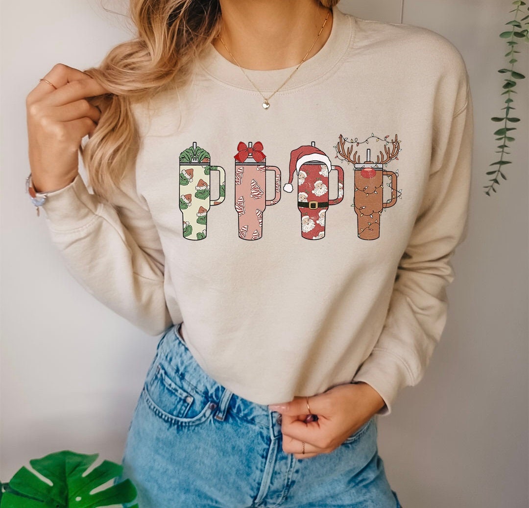 Cups of Cheer .... Graphic Crew Neck - DTF Printed