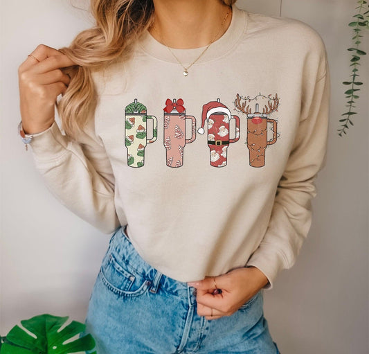 Cups of Cheer .... Graphic Crew Neck - DTF Printed