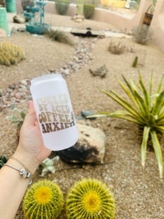 Fueled by Coffee and Anxiety Printed Libby Glass - Dishwasher Safew