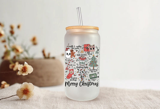 Christmas Cheer Frosted Glass - Dishwasher Safe