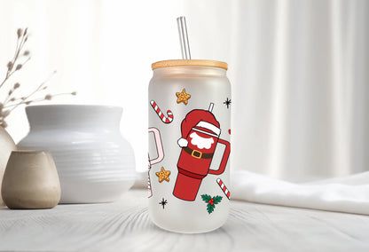 Cups of Cheer Frosted Glass - Dishwasher Safe