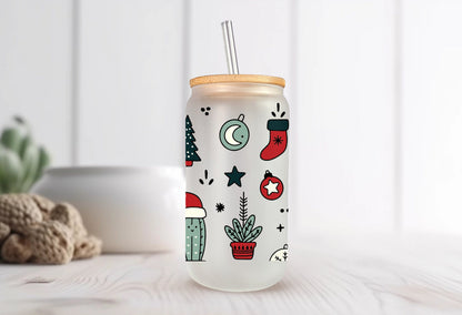 Christmas Cacti, Frosted Glass - Dishwasher Safe