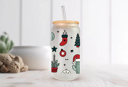 Christmas Cacti, Frosted Glass - Dishwasher Safe