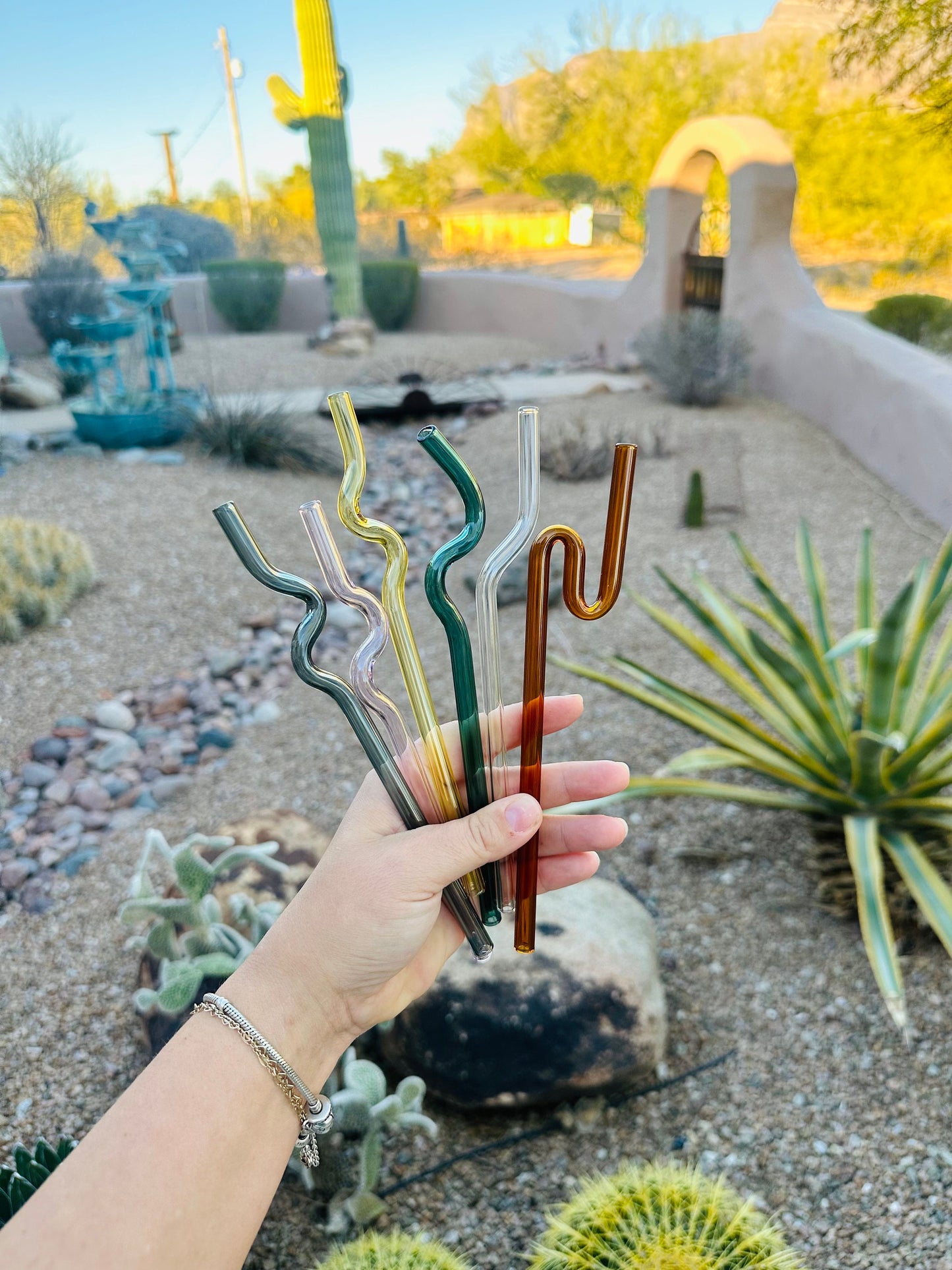 Colored Glass Straw- squiggly - Dishwasher Safe