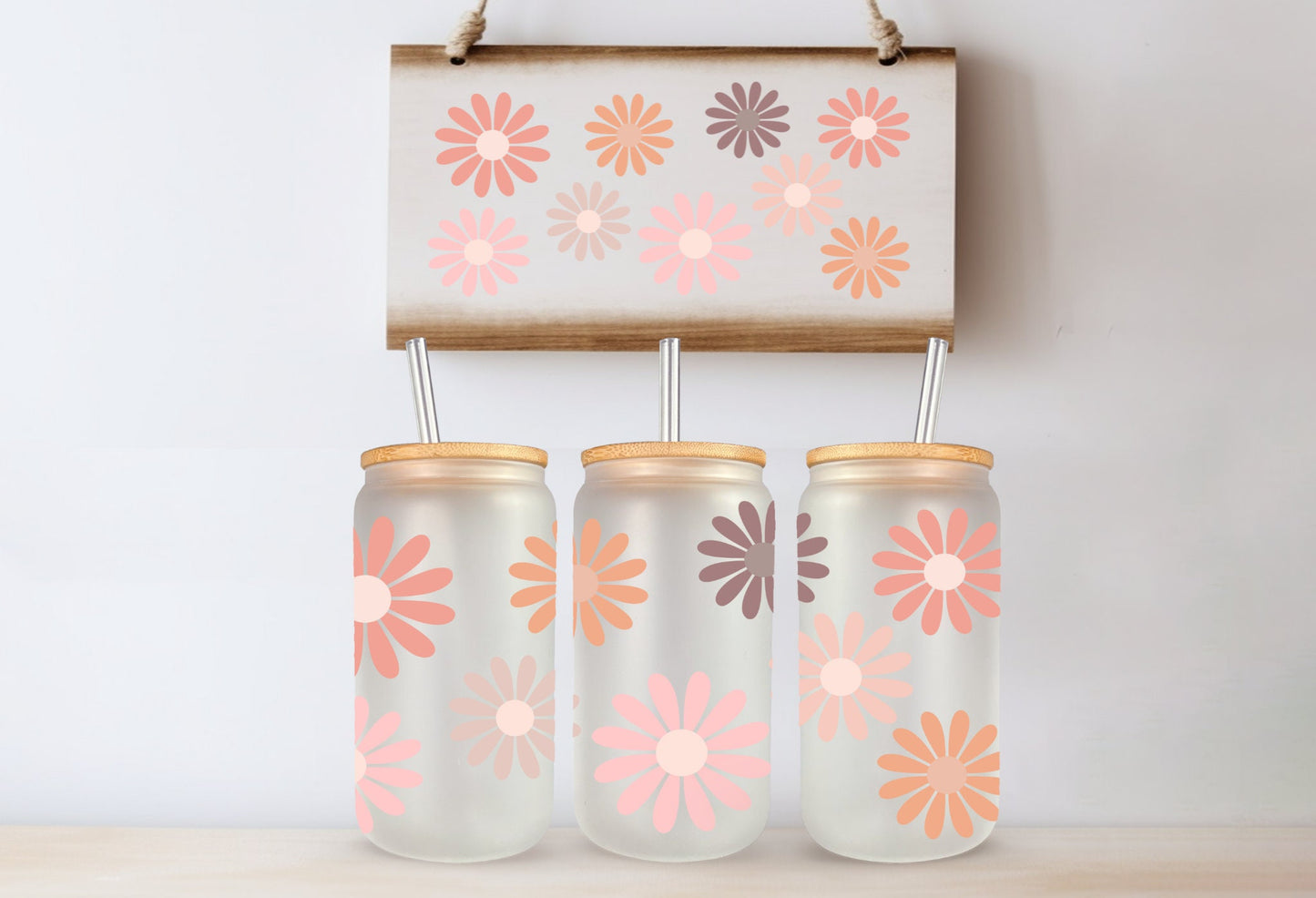 Daisy Lover Frosted Libby Glass - Dishwasher Safe