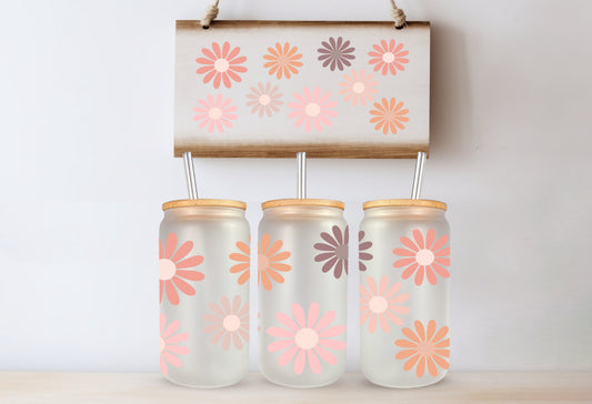 Daisy Lover Frosted Libby Glass - Dishwasher Safe