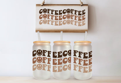Coffee Printed Libby Glass - Frosted Dishwasher Safe