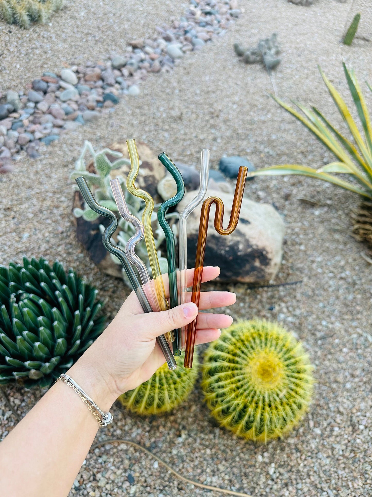 Colored Glass Straw- squiggly - Dishwasher Safe
