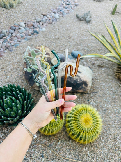 Colored Glass Straw- squiggly - Dishwasher Safe