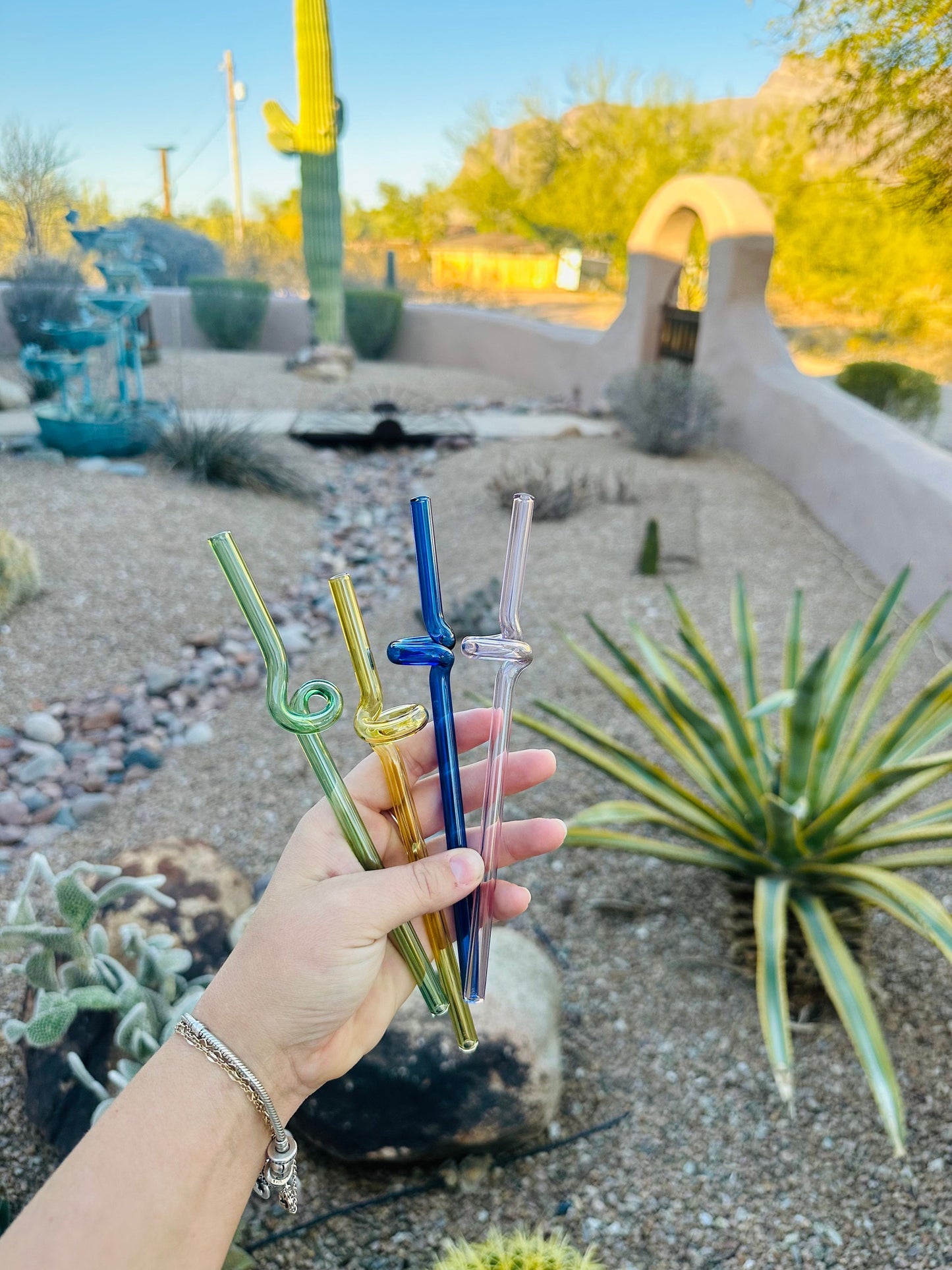 Colored Glass Straw- twisted - Dishwasher Safe