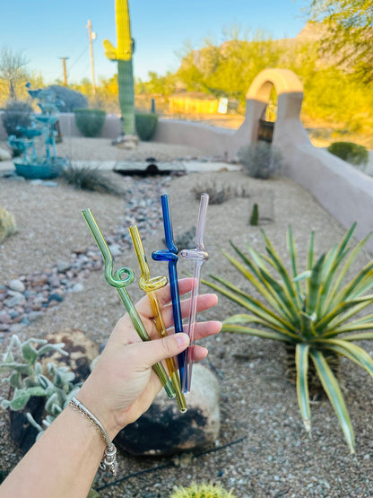 Colored Glass Straw- twisted - Dishwasher Safe