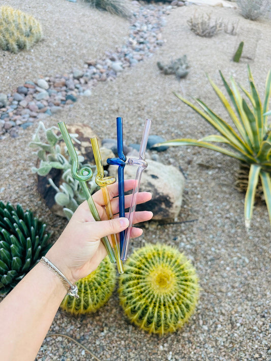 Colored Glass Straw- twisted - Dishwasher Safe
