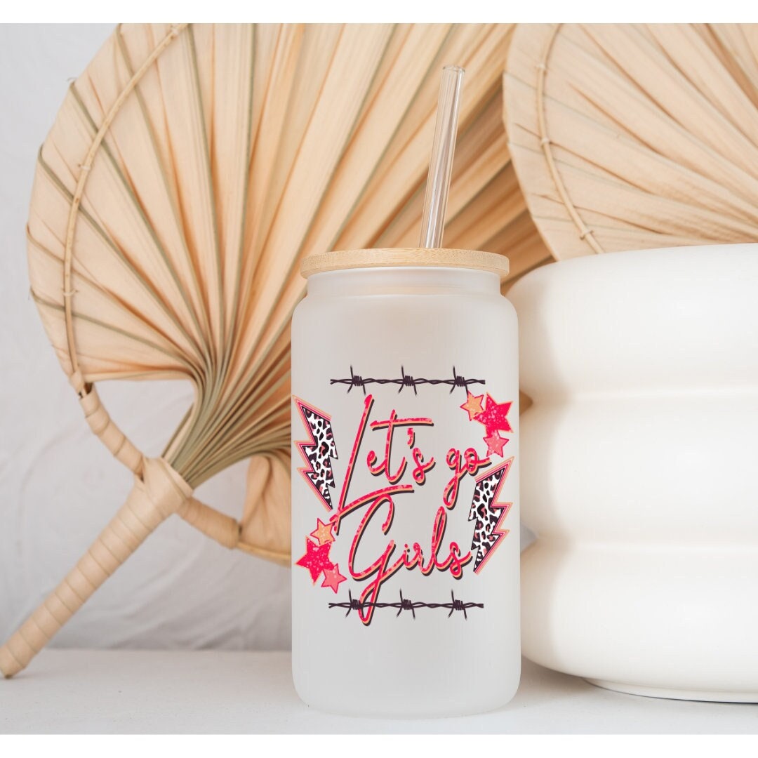 Lets Go Girls Printed Libby Glass- Frosted