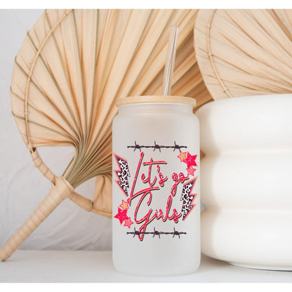 Lets Go Girls Printed Libby Glass- Frosted