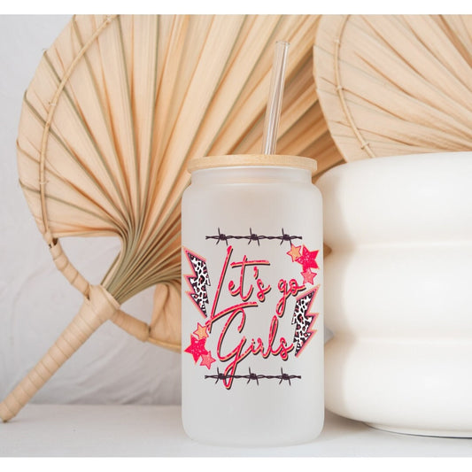 Lets Go Girls Printed Libby Glass- Frosted