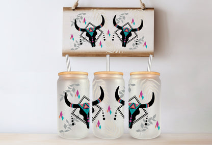 Boho Western Printed Libby Glass - Dishwasher Safe