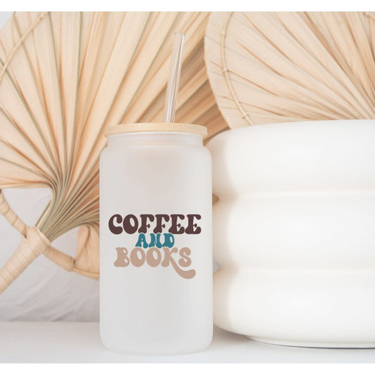 Coffee and Books Printed Libby Glass - Dishwasher Safe