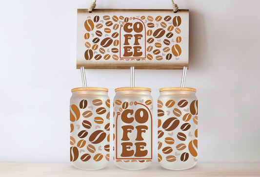 Coffee Bean Boho Printed Glassware - Dishwasher Safe