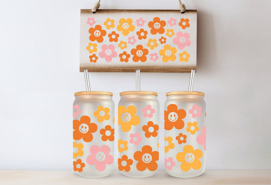 Boho Daisy Summer Printed Glassware- Dishwasher Safe