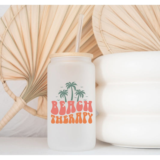 Beach Therapy Printed Glassware - Dishwasher Safe