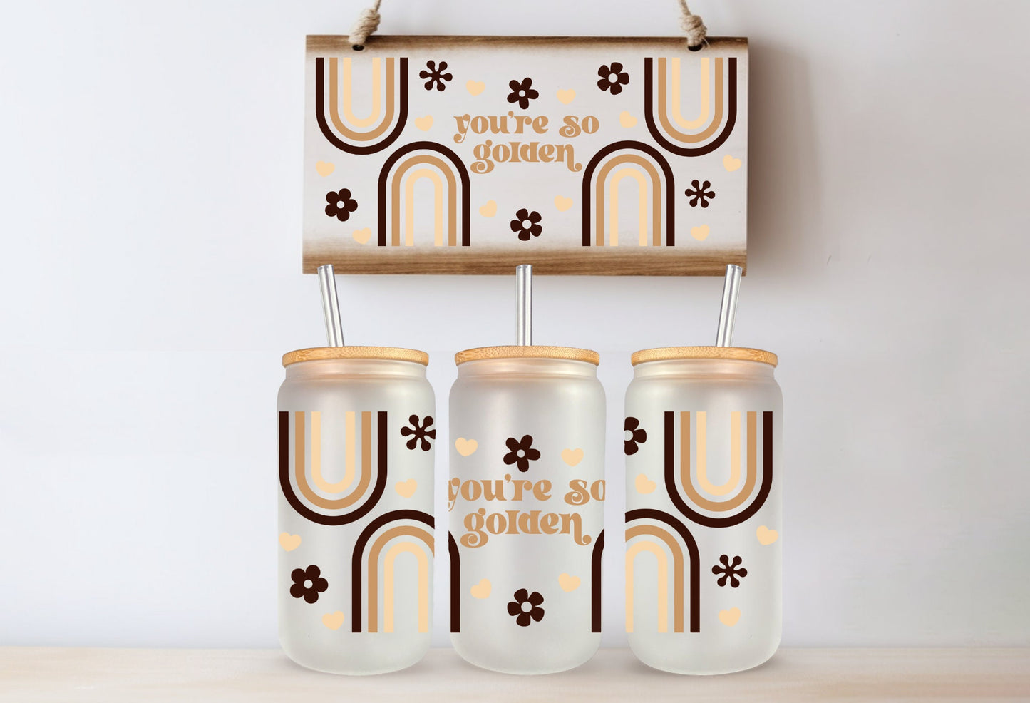 You're so golden, Printed Libby Glass - dishwasher safe